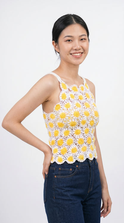 Marigold Bloom Crochet Top