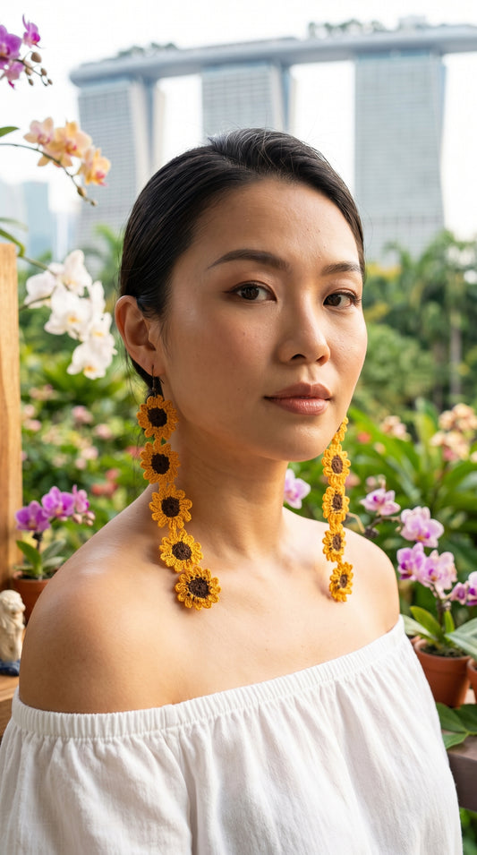 Helios Sunflower Drop Earrings